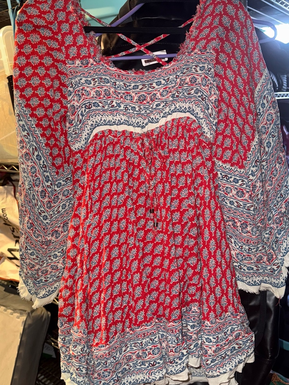 Free People Boho Mini Paisley Flowy Babydoll Mini Dress